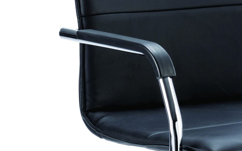 Echo Medium Back Leather Cantilever Visitor Chair with Arms - Image 3