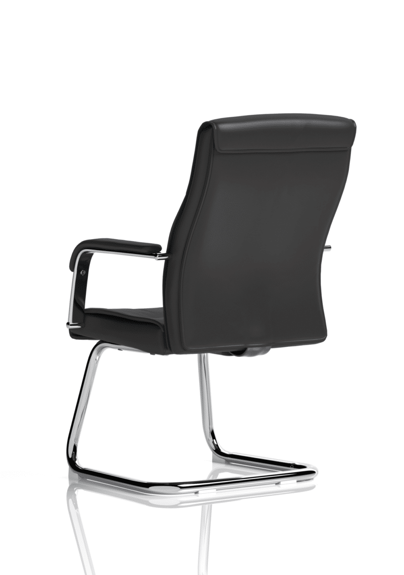Carter Medium Back Black Leather Cantilever Visitor Office Chair with Arms - Image 2