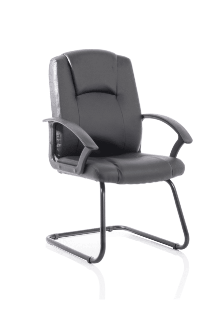 OE - Bella Medium Back Black Bonded Leather Black Frame Cantilever Visitor Chair