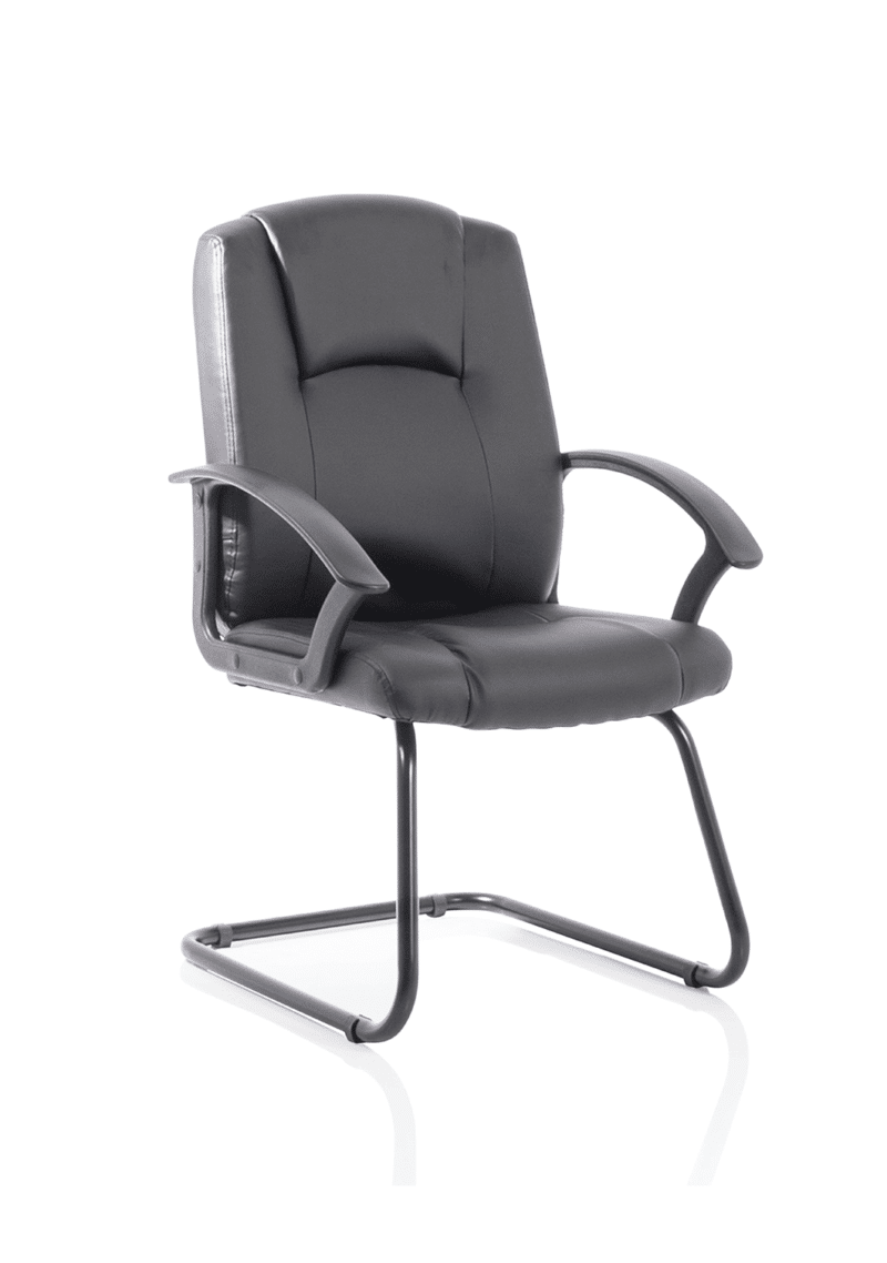 OE - Bella Medium Back Black Bonded Leather Black Frame Cantilever Visitor Chair