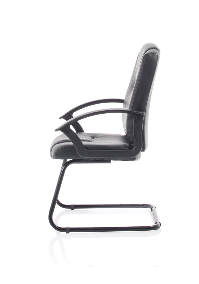 Bella Medium Back Black Bonded Leather Black Frame Cantilever Visitor Chair - Image 4