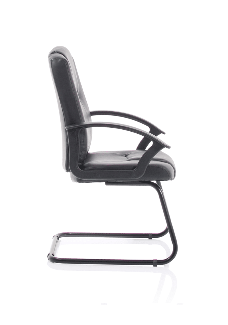 Bella Medium Back Black Bonded Leather Black Frame Cantilever Visitor Chair - Image 8