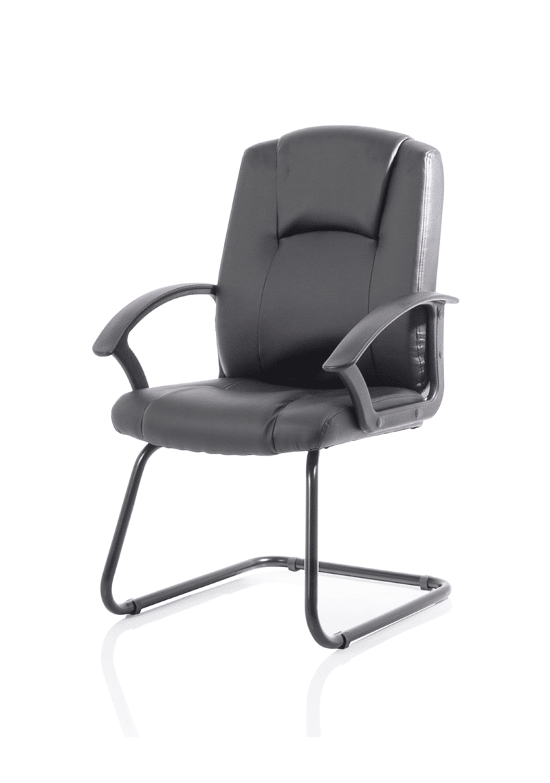 Bella Medium Back Black Bonded Leather Black Frame Cantilever Visitor Chair - Image 3