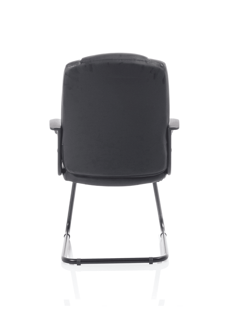 Bella Medium Back Black Bonded Leather Black Frame Cantilever Visitor Chair - Image 6