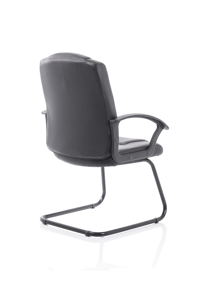 Bella Medium Back Black Bonded Leather Black Frame Cantilever Visitor Chair - Image 7