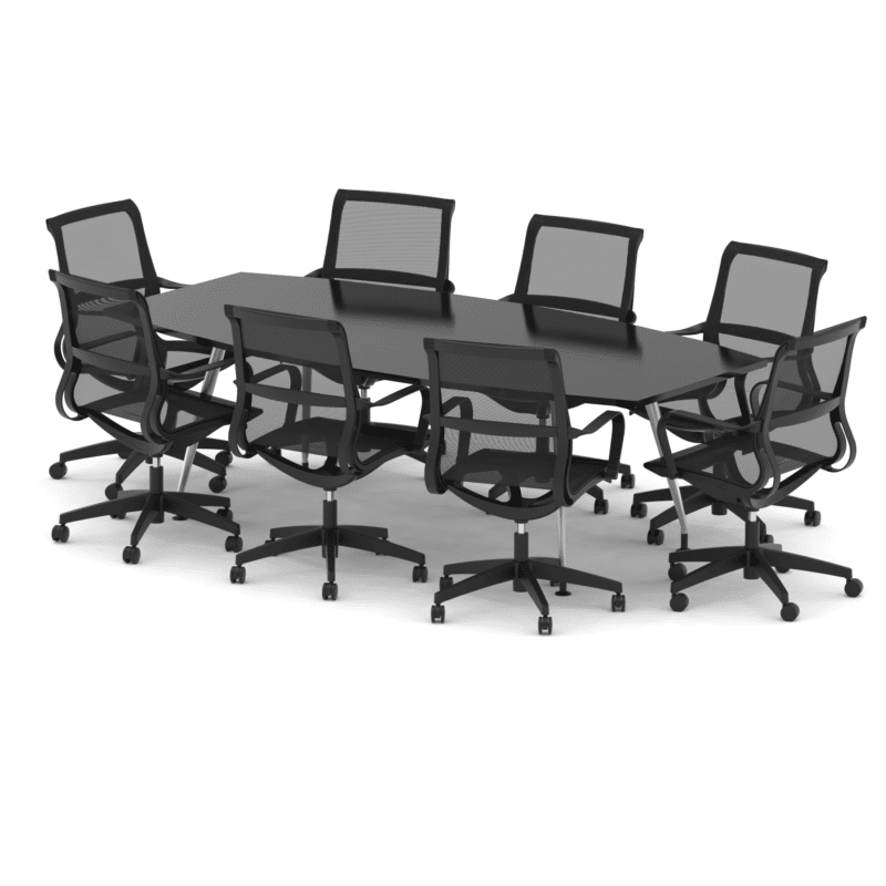 High Gloss 2400mm Writable Boardroom Table With Set Of Executive Chairs - Image 2