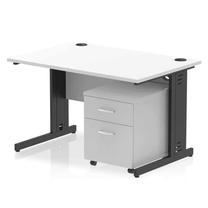 Impulse 1200mm Cable Managed Straight Desk With Mobile Pedestal - Image 39