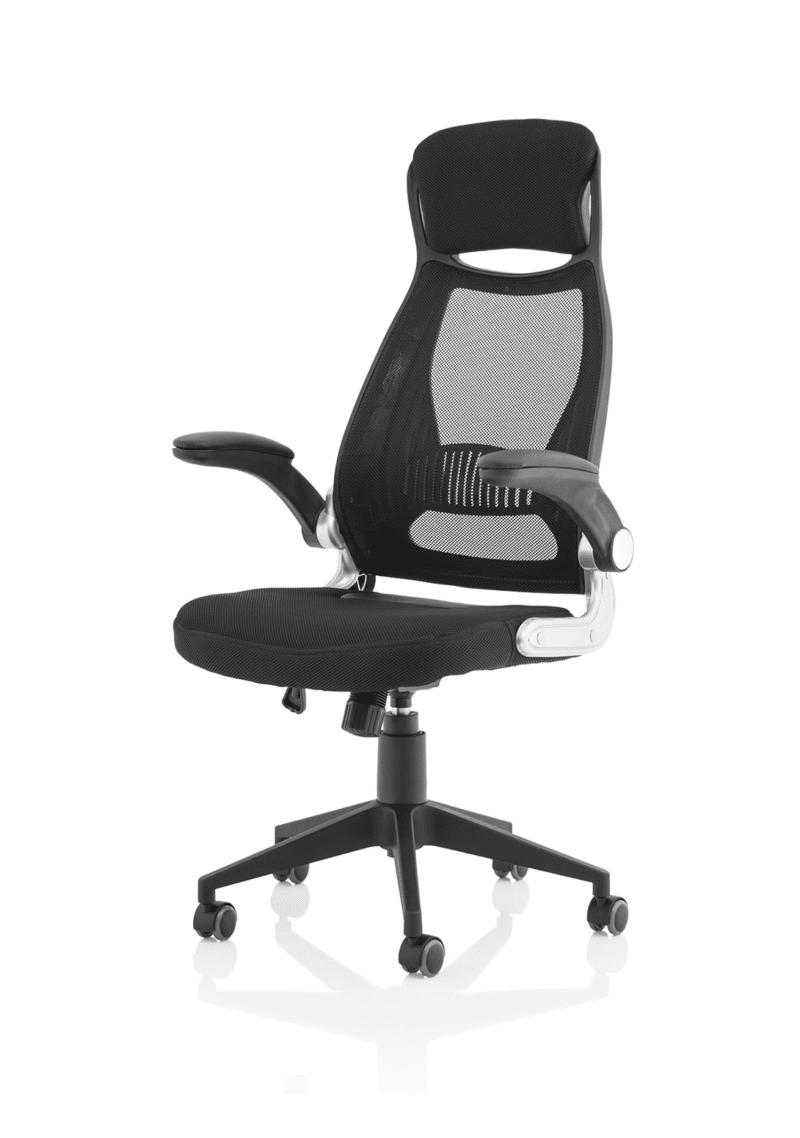 Saturn High Mesh Back Black Executive Office Chair with Arms - Image 3