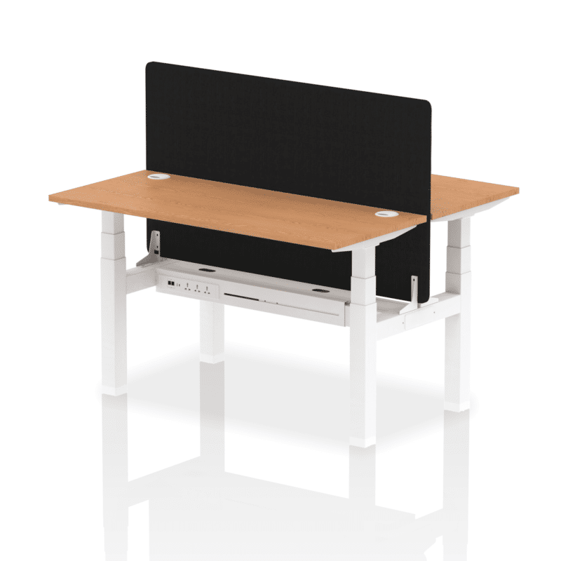 Air Back-to-Back Slimline Height Adjustable Bench Desk - 2 Person with Black Straight Screen - Image 30
