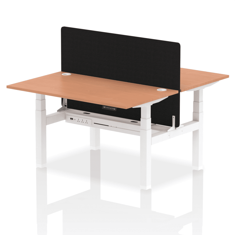 Air Back-to-Back Height Adjustable Bench Desk - 2 Person with Black Straight Screen - Image 21