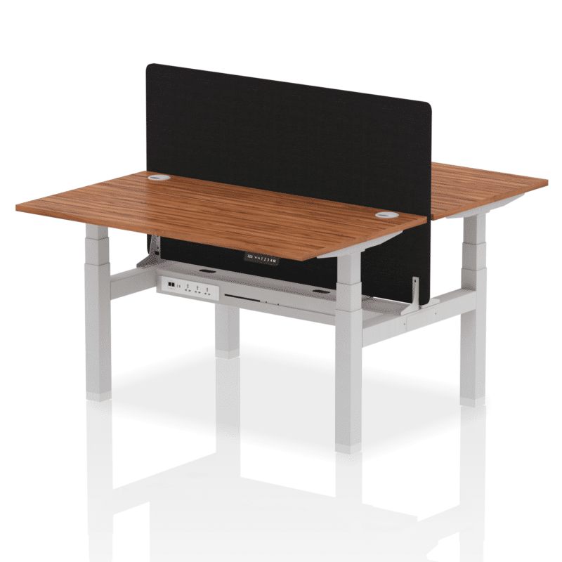 Air Back-to-Back Height Adjustable Bench Desk - 2 Person with Black Straight Screen - Image 32