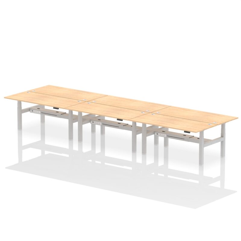 Air Back-to-Back Height Adjustable Bench Desk - 6 Person - Image 62
