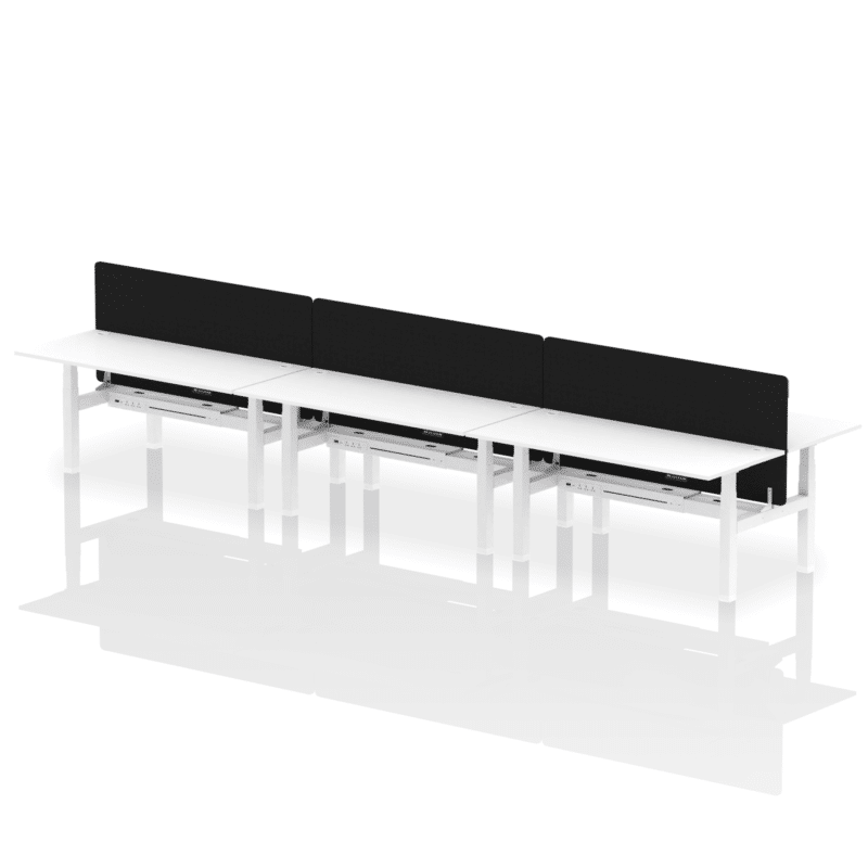 Air Back-to-Back Height Adjustable Bench Desk - 6 Person with Black Straight Screen - Image 72