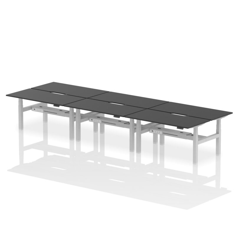 Air Back-to-Back Scalloped Edge Height Adjustable Bench Desk - 6 Person - Image 80