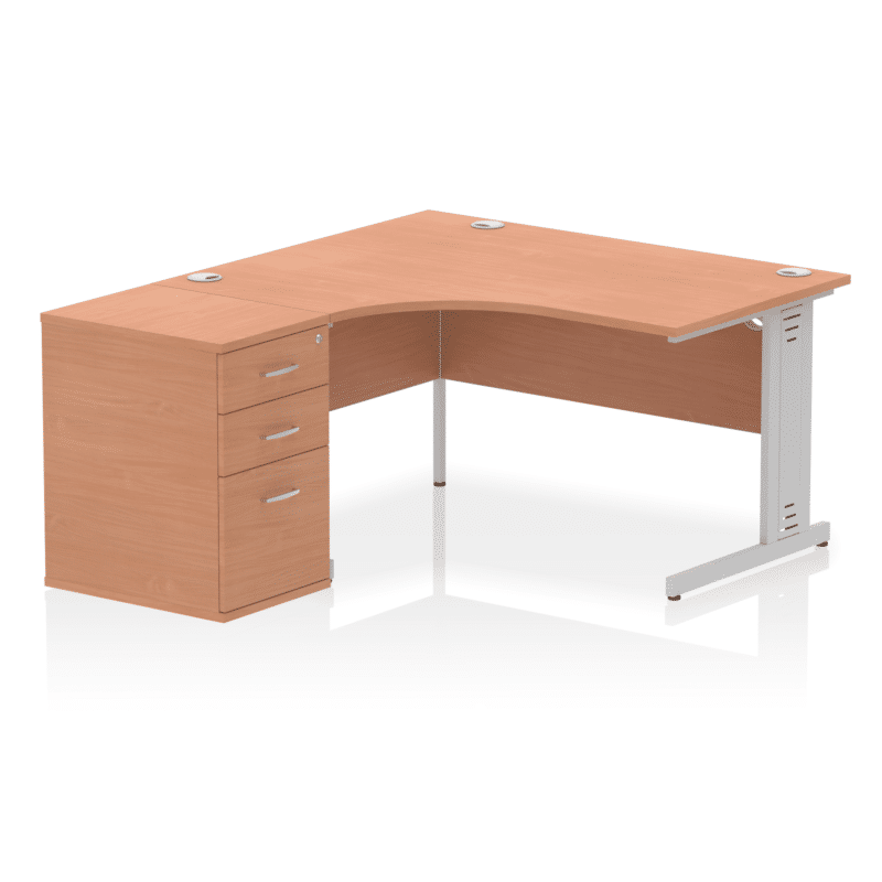 Impulse 1400mm Cable Managed Left Crescent Desk Workstation - Image 10