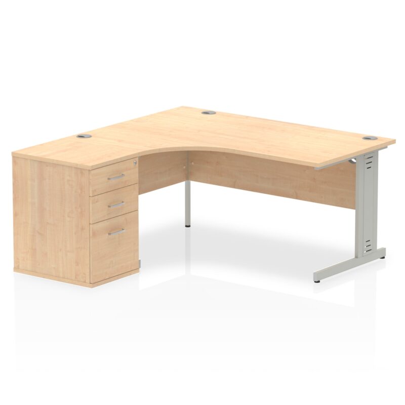 Impulse 1600mm Cable Managed Left Crescent Desk Workstation - Image 15