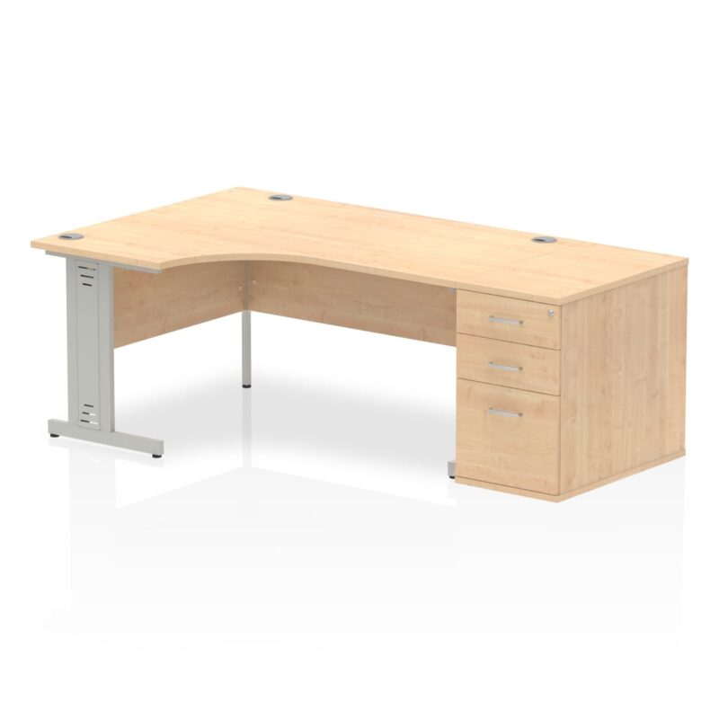 Impulse 1600mm Cable Managed Left Crescent Desk Workstation - Image 6