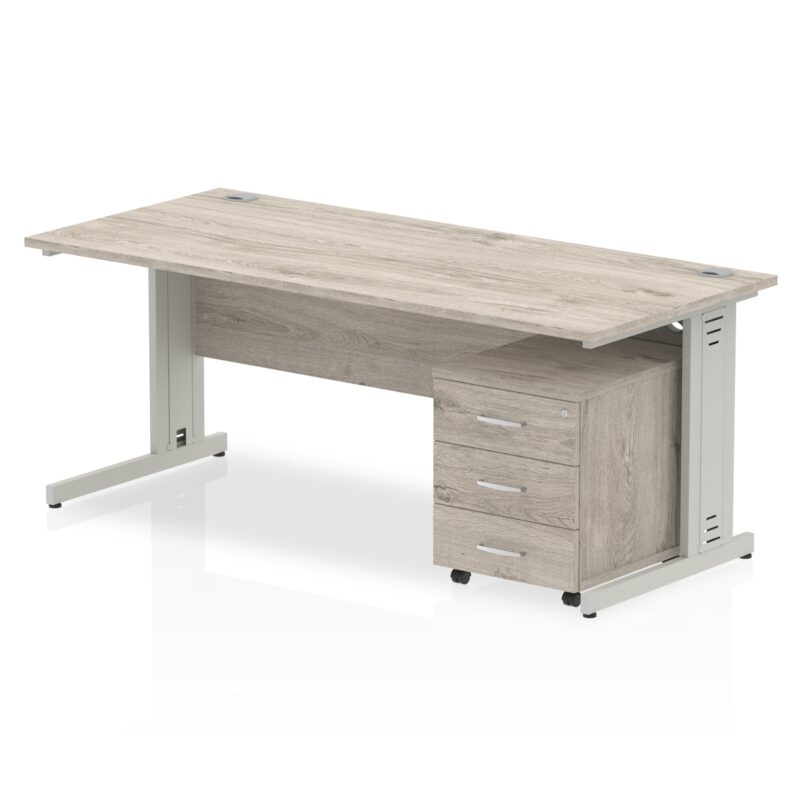 Impulse 1800mm Cable Managed Straight Desk With Mobile Pedestal - Image 2