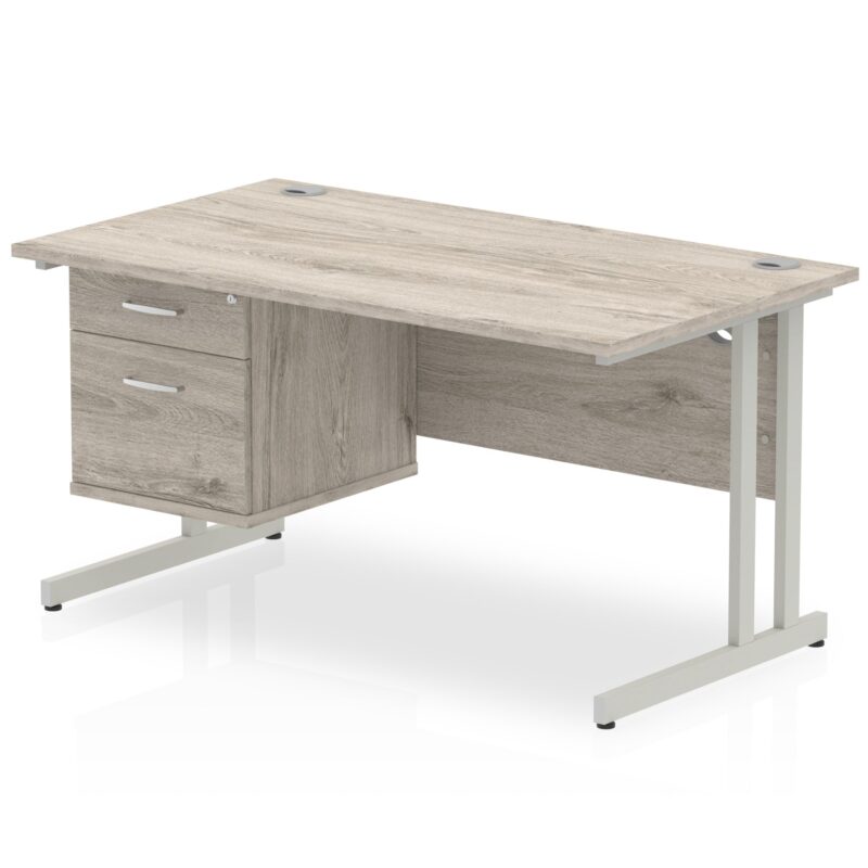 Impulse 1400mm Cantilever Straight Desk With Single Fixed Pedestal - Image 15