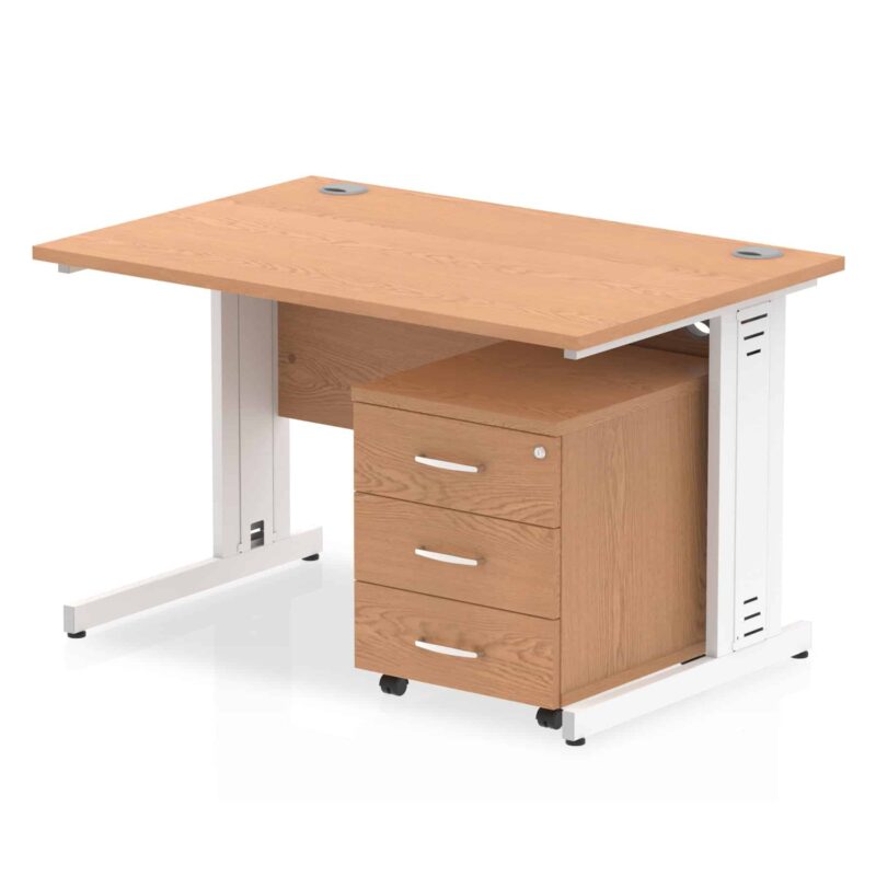 Impulse 1200mm Cable Managed Straight Desk With Mobile Pedestal - Image 28