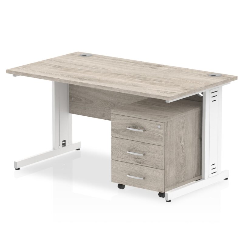 Impulse 1400mm Cable Managed Straight Desk With Mobile Pedestal - Image 5