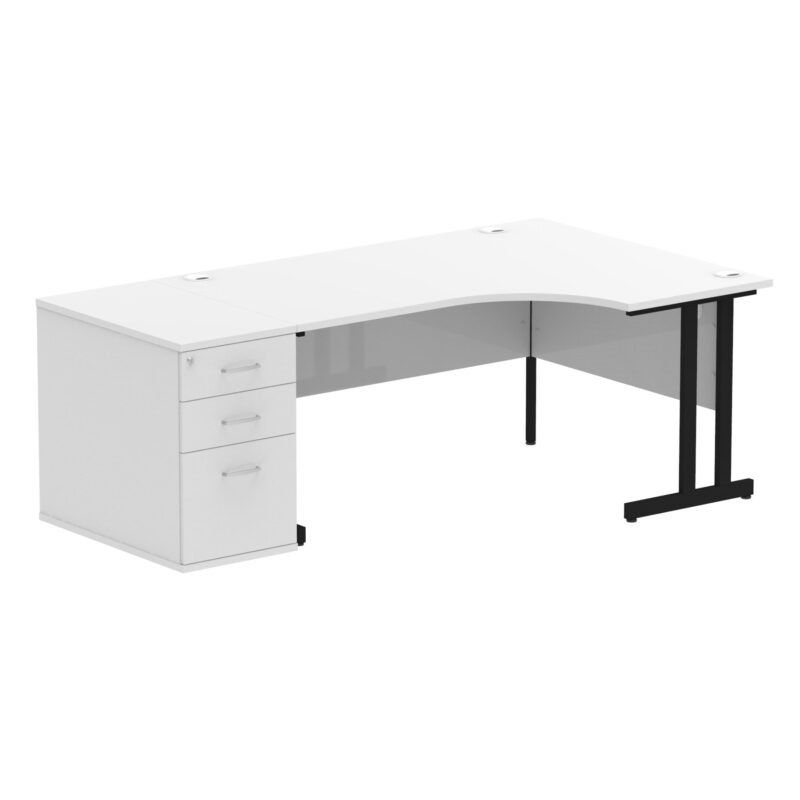 Impulse 1600mm Cantilever Right Crescent Desk Workstation - Image 24