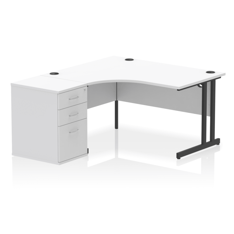 Impulse 1400mm Cantilever Left Crescent Desk Workstation - Image 18