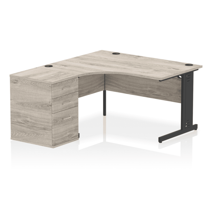 Impulse 1400mm Cable Managed Left Crescent Desk Workstation - Image 2