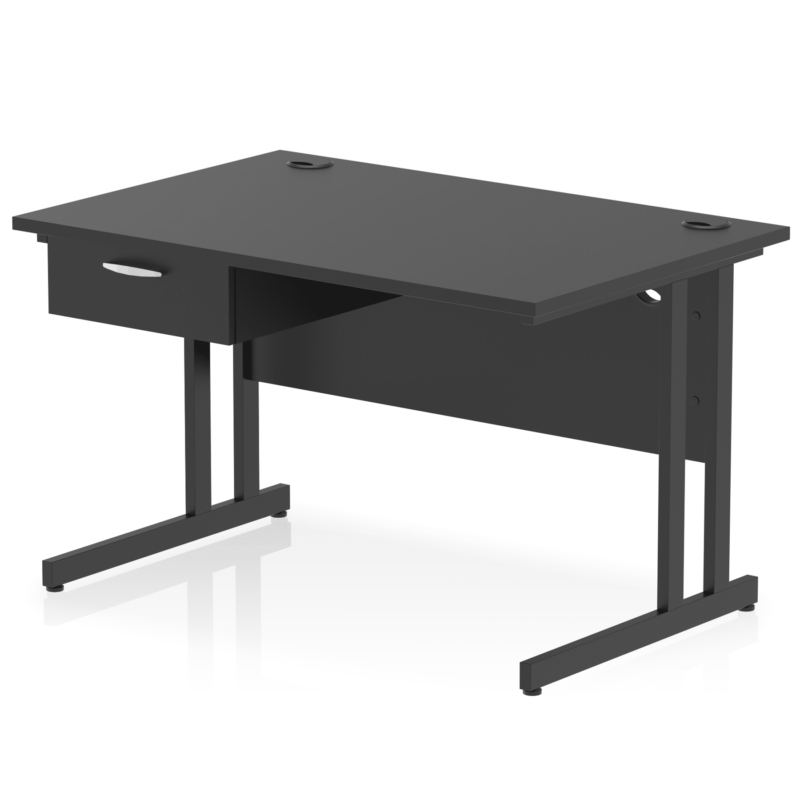 Impulse Cantilever Straight Desk Black Frame With Single One Drawer Fixed Pedestal - Image 28