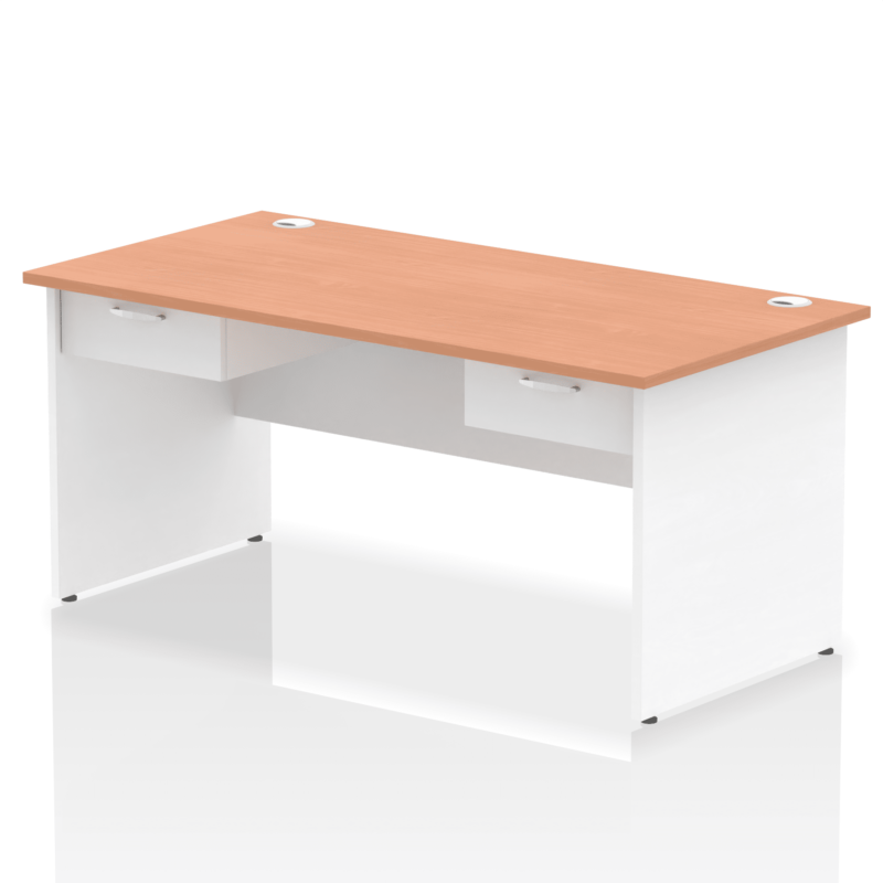 Impulse Panel End Straight Desk Frame With Two One Drawer Fixed Pedestals - Image 14