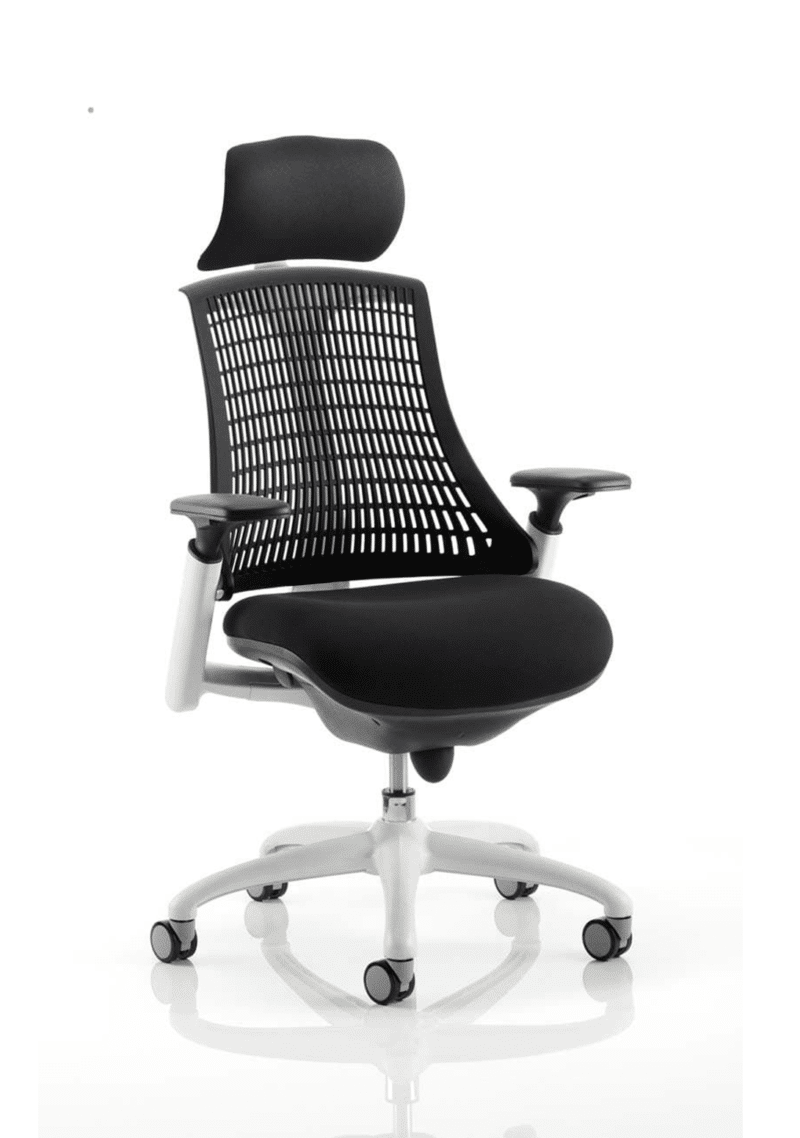 Flex Medium Back White Frame Task Operator Office Chair with Arms - Image 2