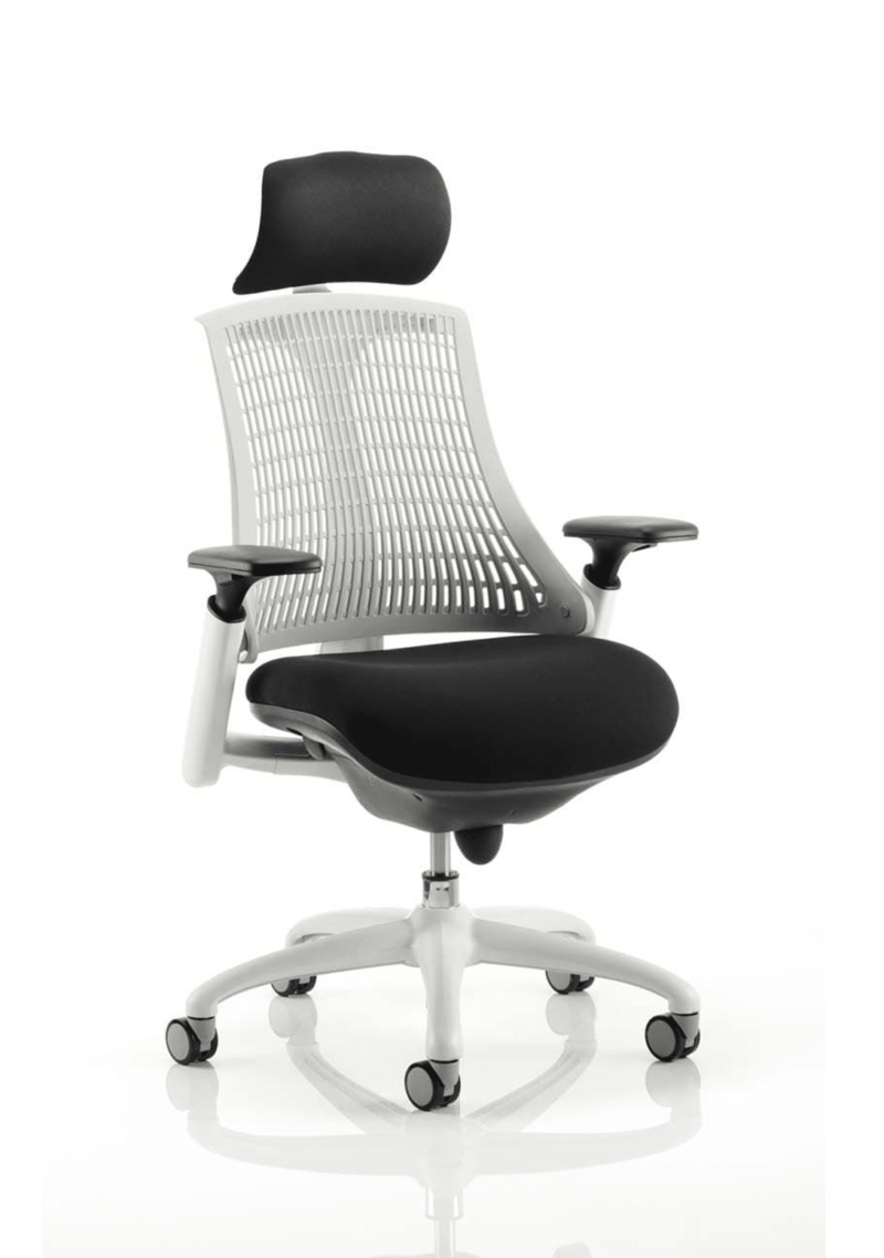 Flex Medium Back White Frame Task Operator Office Chair with Arms - Image 3