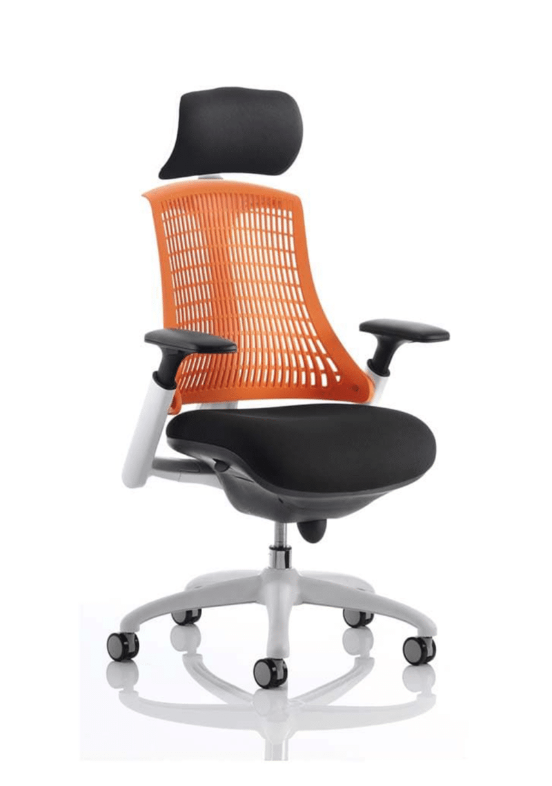 Flex Medium Back White Frame Task Operator Office Chair with Arms - Image 6