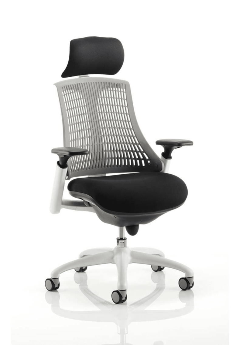 Flex Medium Back White Frame Task Operator Office Chair with Arms - Image 8