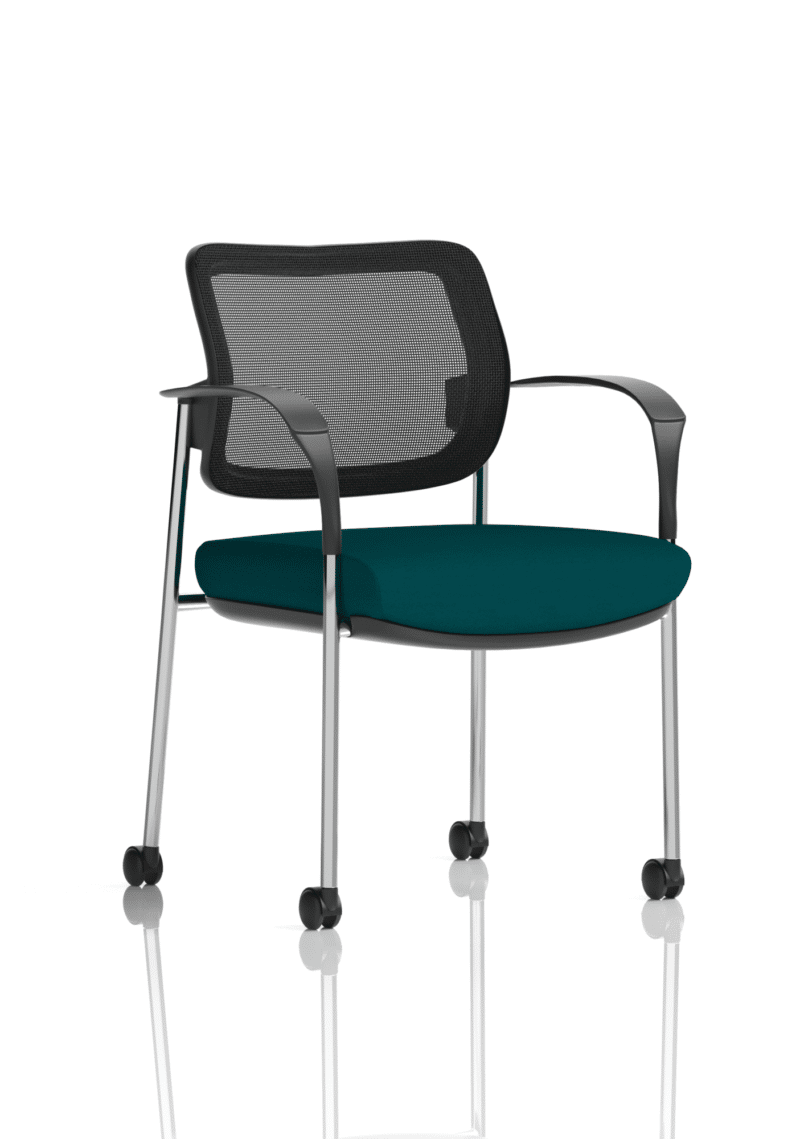 Brunswick Deluxe Medium Back Stacking Visitor Office Chair with Arms with Castors Bespoke - Image 43