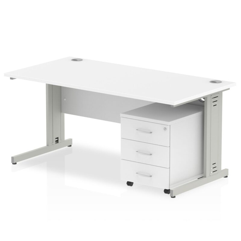 Impulse 1800mm Cable Managed Straight Desk With Mobile Pedestal - Image 4