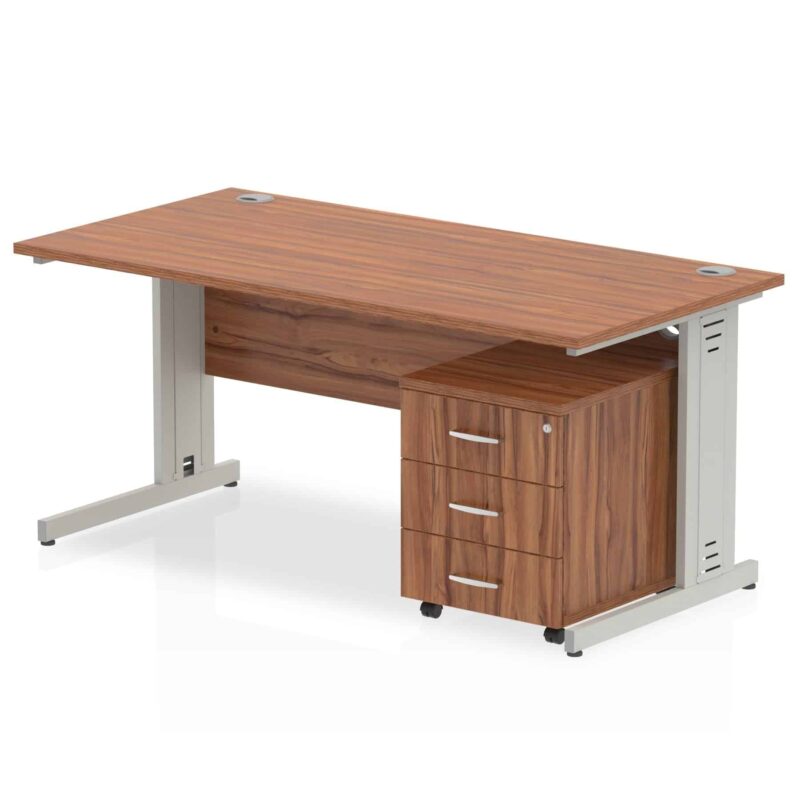 Impulse 1400mm Cable Managed Straight Desk With Mobile Pedestal - Image 3