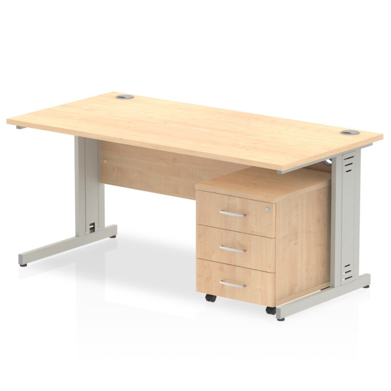 Impulse 1800mm Cable Managed Straight Desk With Mobile Pedestal - Image 3