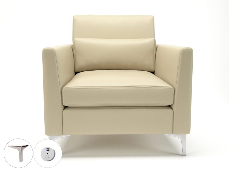 Roselle 90cm Wide Armchair in Cristina Marrone Ultima Faux Leather with Socket - Image 14