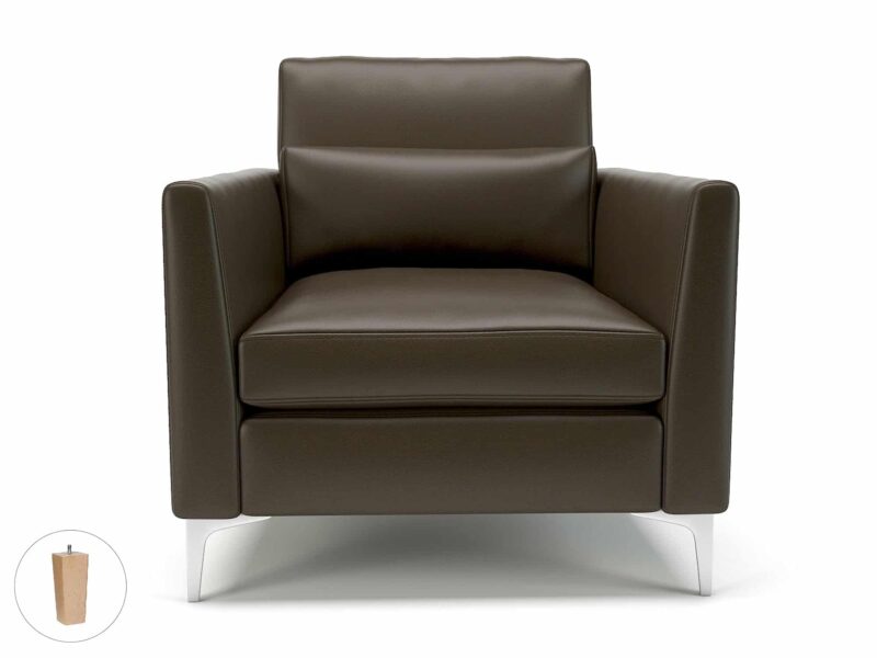 Roselle 90cm Wide Armchair in Cristina Marrone Ultima Faux Leather - Image 59