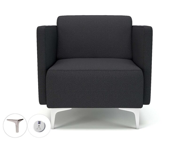 Napa Slim Arm 75cm Wide Armchair in Warwick Dolly Fabric with Socket - Image 14