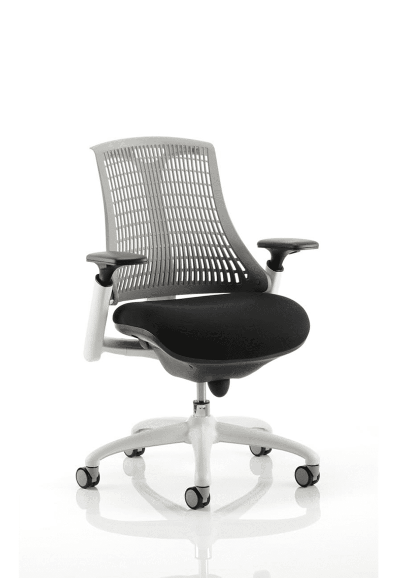 Flex Medium Back White Frame Task Operator Office Chair with Arms - Image 12