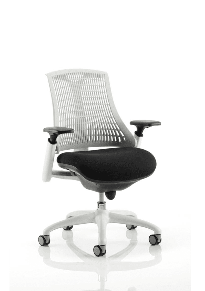 Flex Medium Back White Frame Task Operator Office Chair with Arms - Image 13