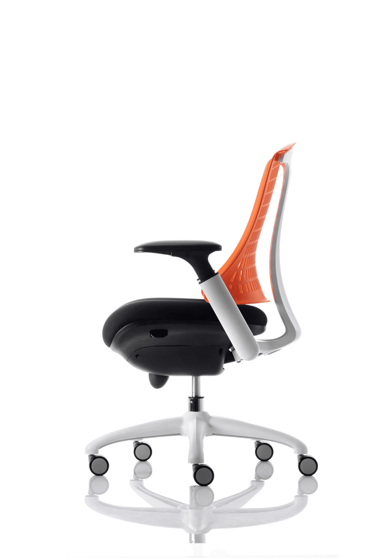 Flex Medium Back White Frame Task Operator Office Chair with Arms - Image 15