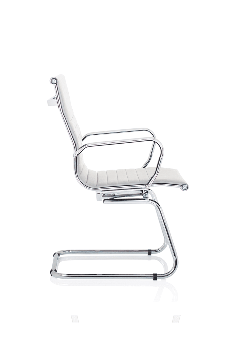 Nola Black Leather Cantilever Visitor Chair with Arms - Image 14
