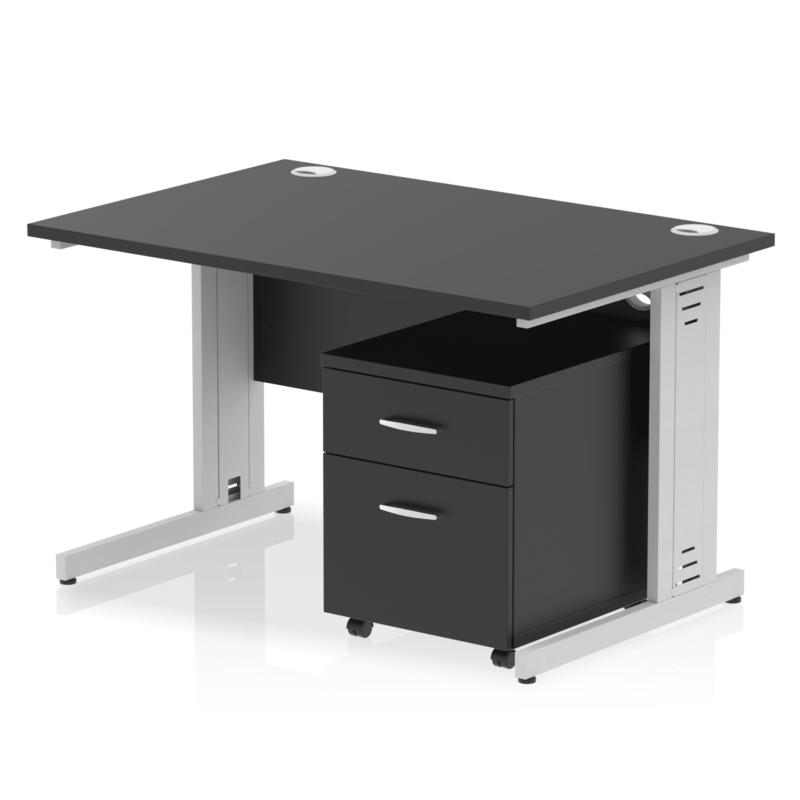 Impulse 1200mm Cable Managed Straight Desk With Mobile Pedestal - Image 42