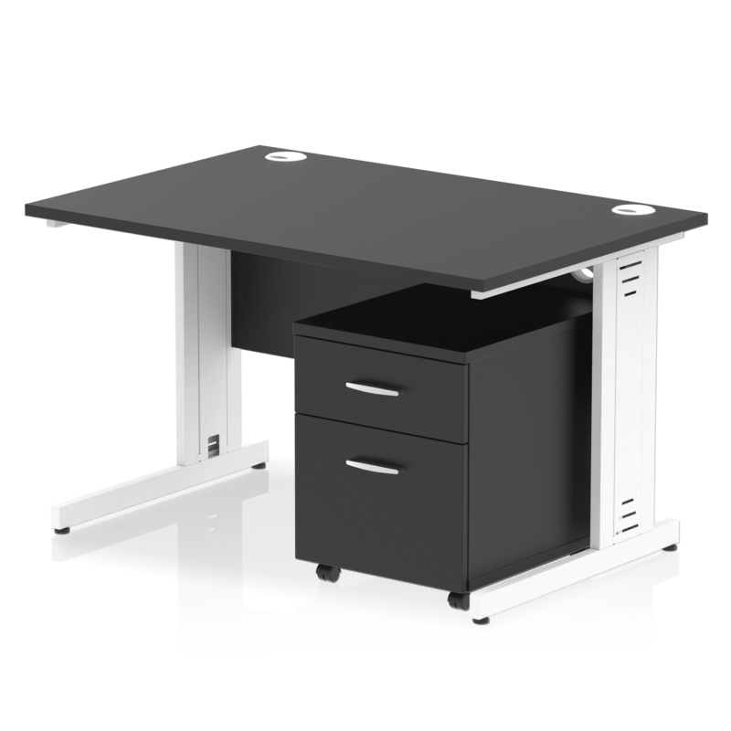 Impulse 1200mm Cable Managed Straight Desk With Mobile Pedestal - Image 43