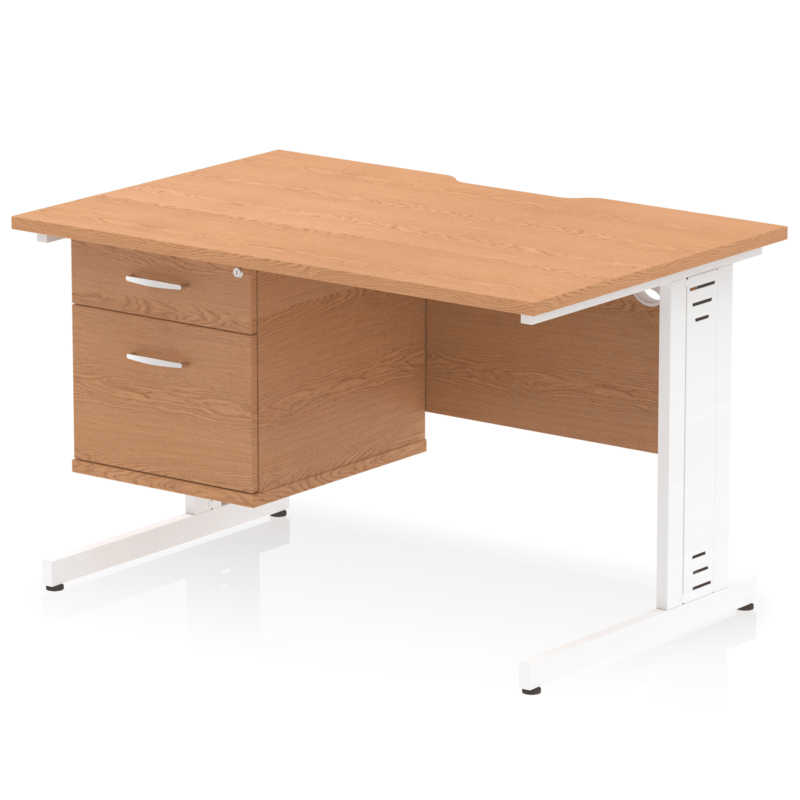 Impulse Scalloped Edge 1200mm Cable Managed Straight Desk With Single Fixed Pedestal - Image 14