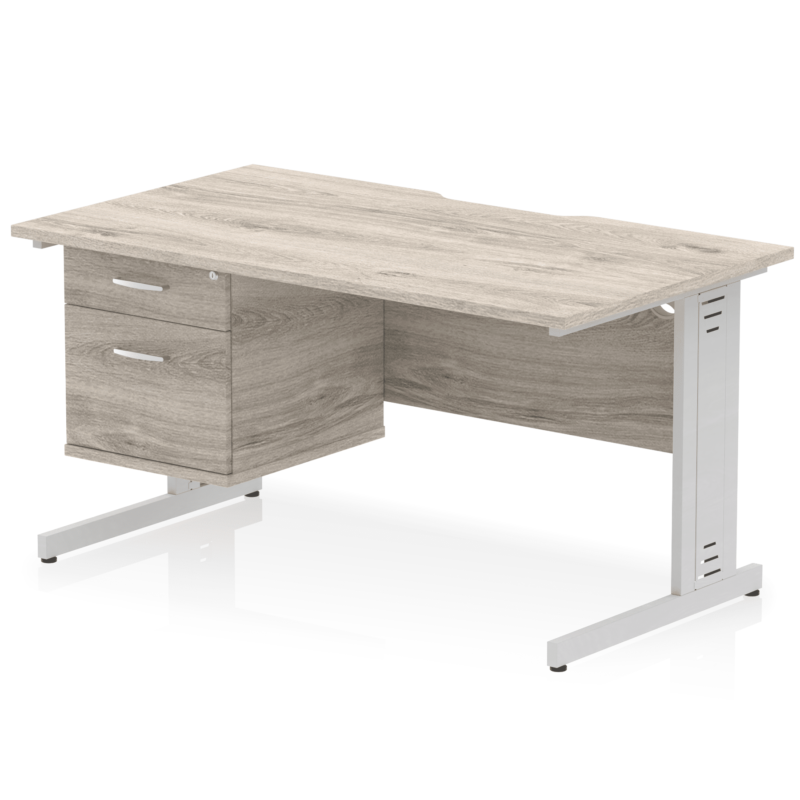 Impulse Scalloped Edge 1400mm Cable Managed Straight Desk With Single Fixed Pedestal - Image 7