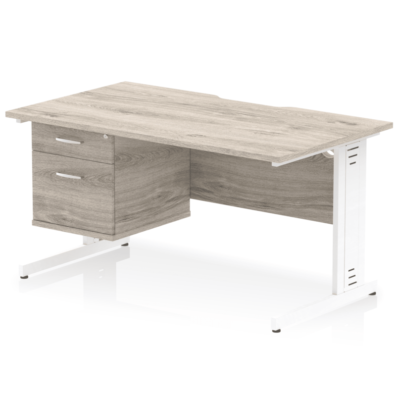 Impulse Scalloped Edge 1400mm Cable Managed Straight Desk With Single Fixed Pedestal - Image 8